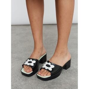 Melissa x Lazy Oaf Black Shape Block Heel Platform Sandal Women's‎ Size 8